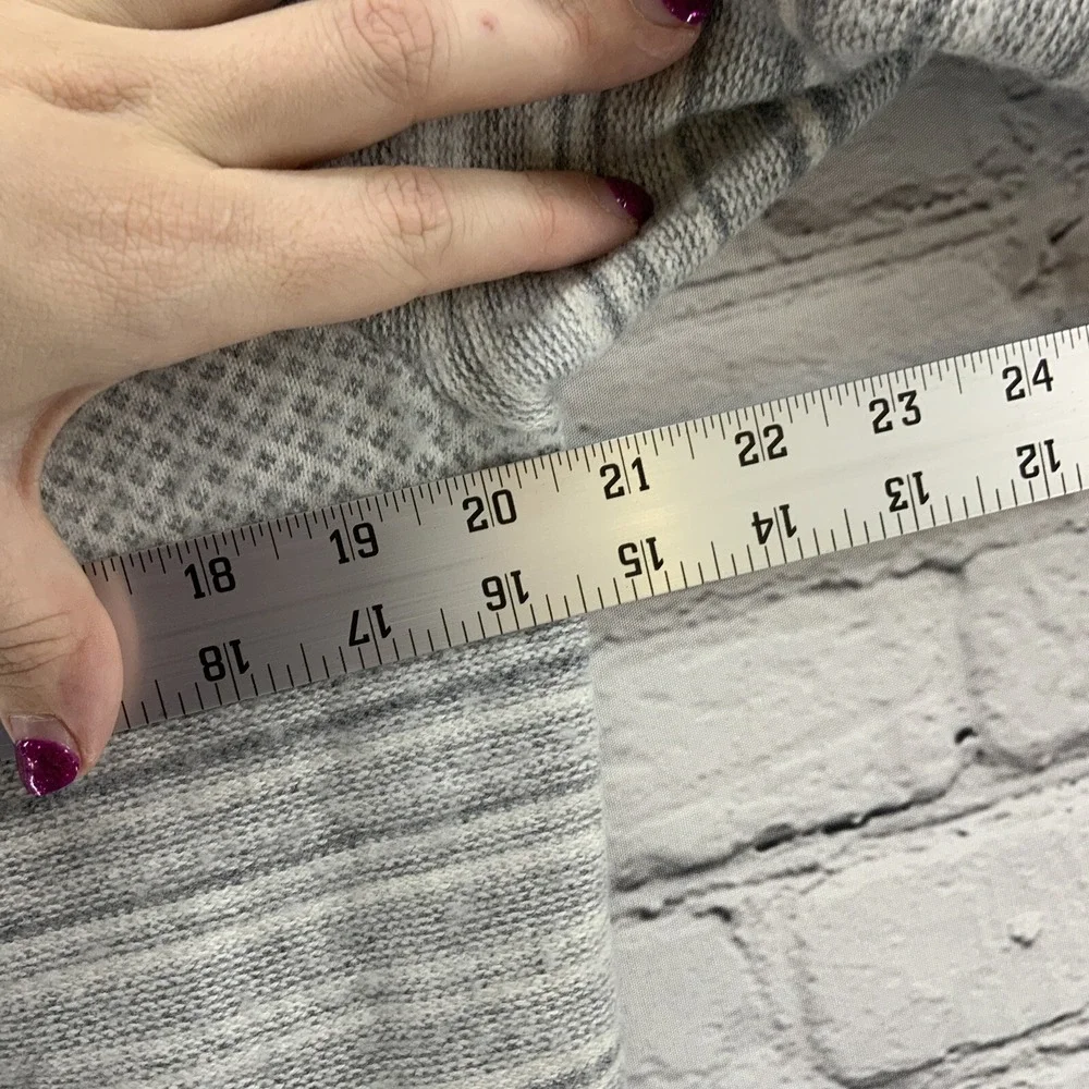 Perry Ellis Sweater‎ Merino Wool Blend Mens Sz L Gray Striped Pullover Henley